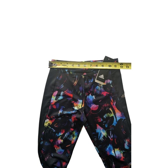 Adidas Women Multicolor Swirls & Black Athletic Climalite Leggings Size: M - Picture 4 of 9